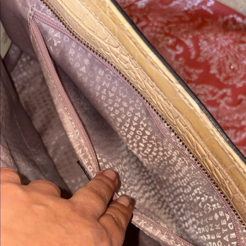 Kate Spade Beige Crocodile Embossed Bag